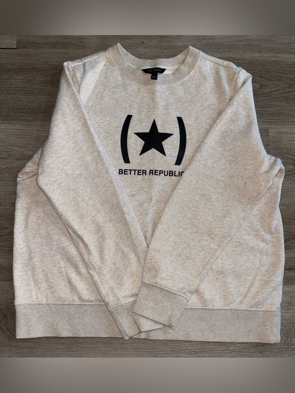 Banana Republic Light Gray Crewneck Sweatshirt with Black Star Logo